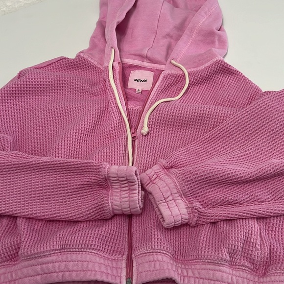 Aerie Barbie Pink Cropped Hoodie and Short Set NWT - Picture 2 of 7